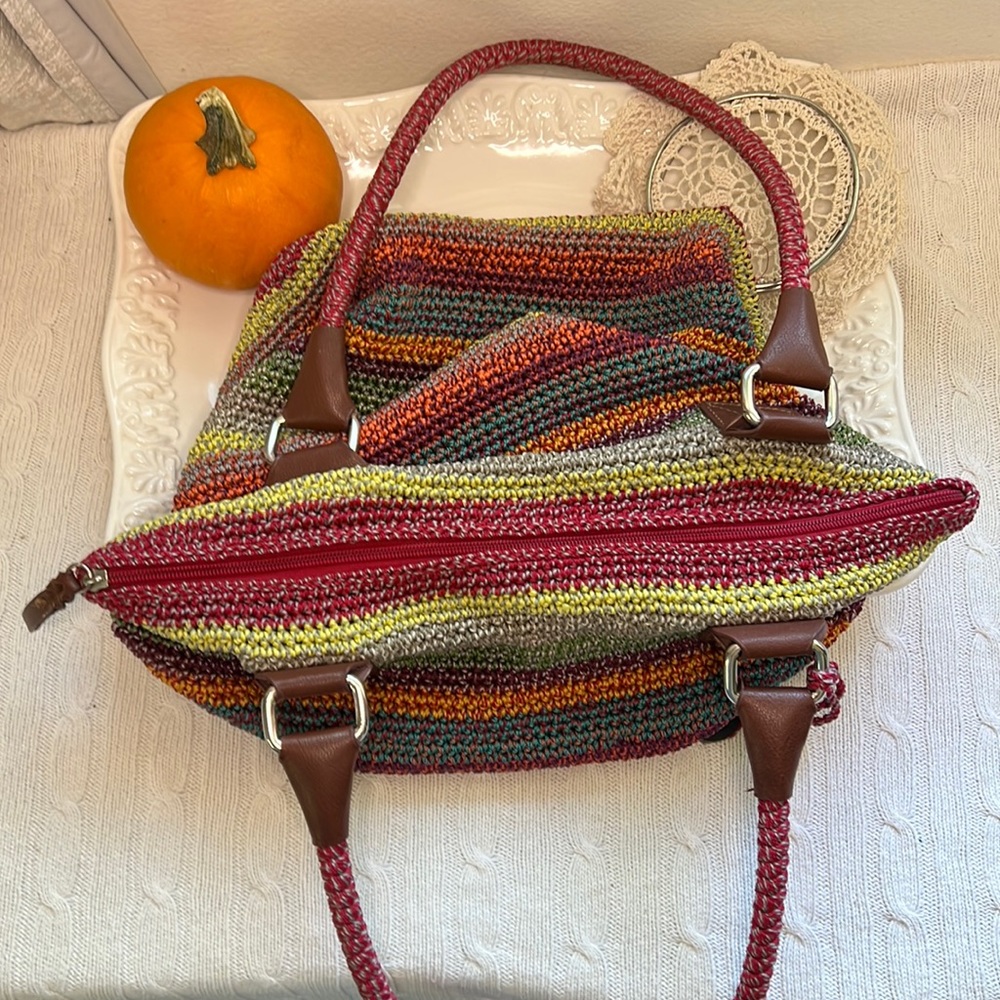 Multicolor Crochet Tote Bag with Braided Handles - Picture 5 of 11